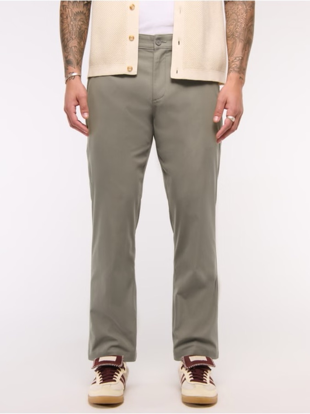 EUC Abercrombie & Fitch Go-To Athletic Fit Light Gray Performance Chinos 38x32